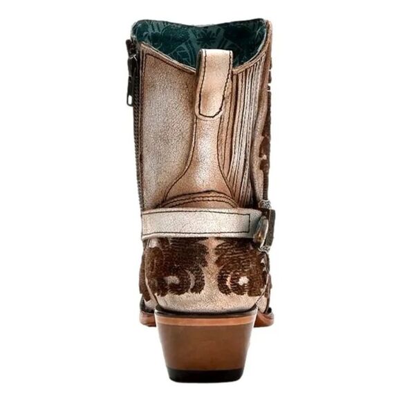 NIB Corral Distressed Beige/Brown 3D Bristle Embroidered Ankle Boots - Picture 5 of 14
